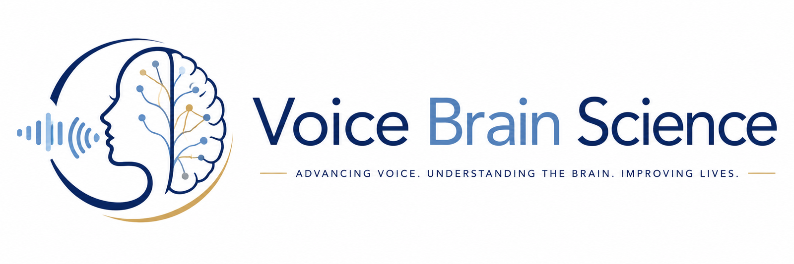 Voice Brain Science logo featuring a brain and human voice